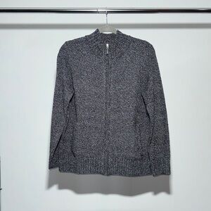 Karen Scott Women’s Black/White Zip Cardigan Size M